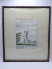 FLORENCE ANDERSON 1927 PAINTING WATERCOLOUR ST PETERS CHURCH EAST MELBOURNE
