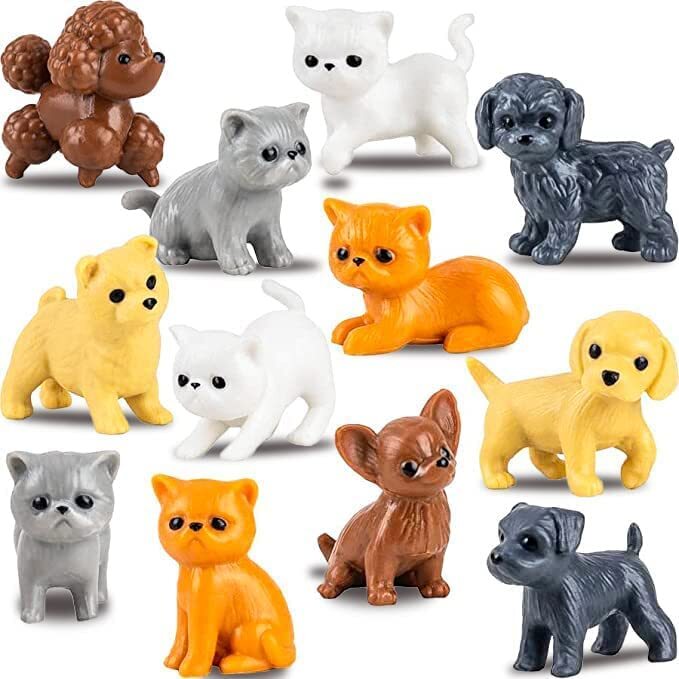 Tiny Dog and Cat Figurines for Kids - Small Animals Toys in Bulk - Little Pet...