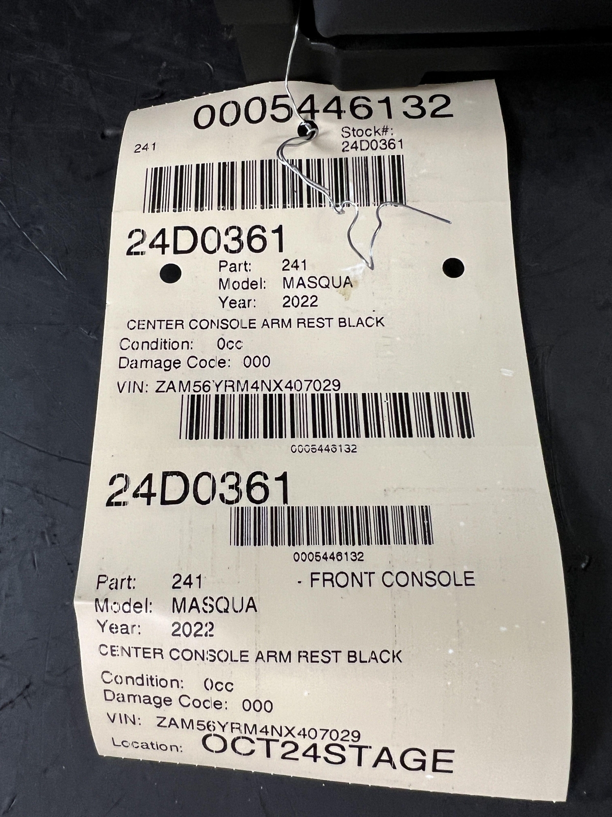 14-23 MASERATI QUATTROPORT CENTER CONSOLE ARM REST BLACK LEATHER 1NE
