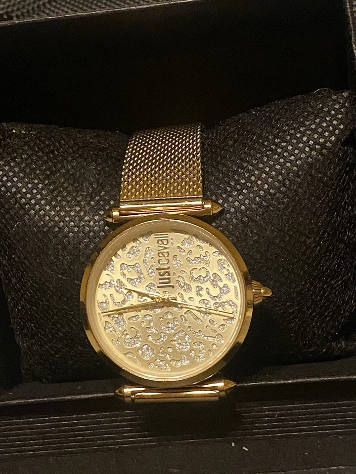 RARE Just Cavalli Gold Plated Iced Out Leopard Dial Women’s 34MM Watch 1L085 - Image 2 of 4