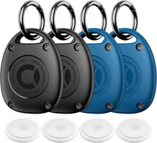 4 Pack Airtag Waterproof Keychain Holder for Keys Backpack Luggage (2Blk 2Blu)