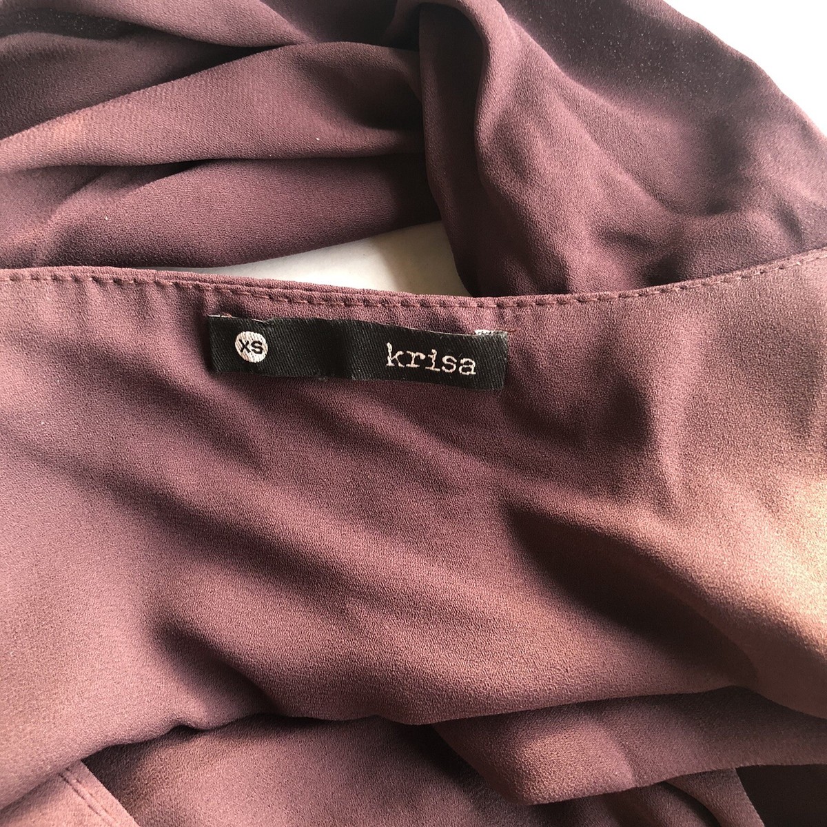 Krisa Smocked Surplice Dress Spice Purple Brown Party Cocktail XS