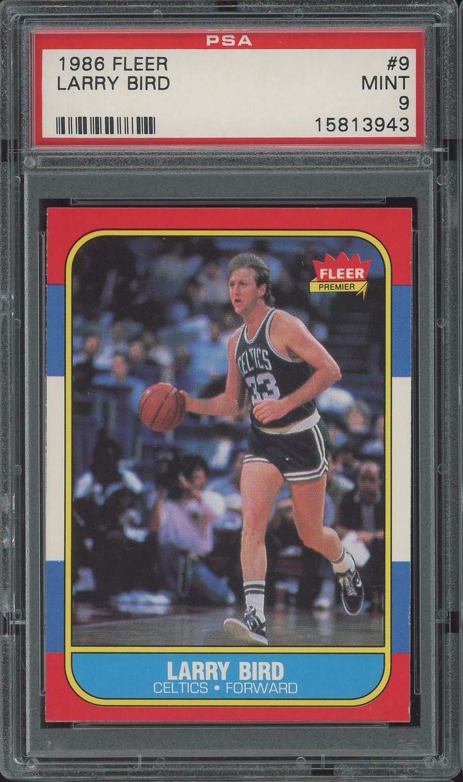 1986 Fleer  # 9  Larry Bird  PSA  9