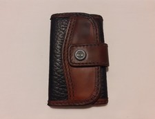 Timberland - Portachiavi in pelle nera e marrone con 6 anelli