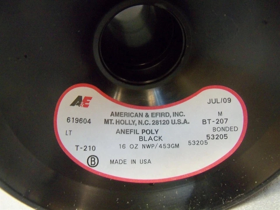 Sewing Thread T-210 A&E BLACK Anefil Polyester Bonded 16oz Spools Lot of 2 - Image 4 of 4