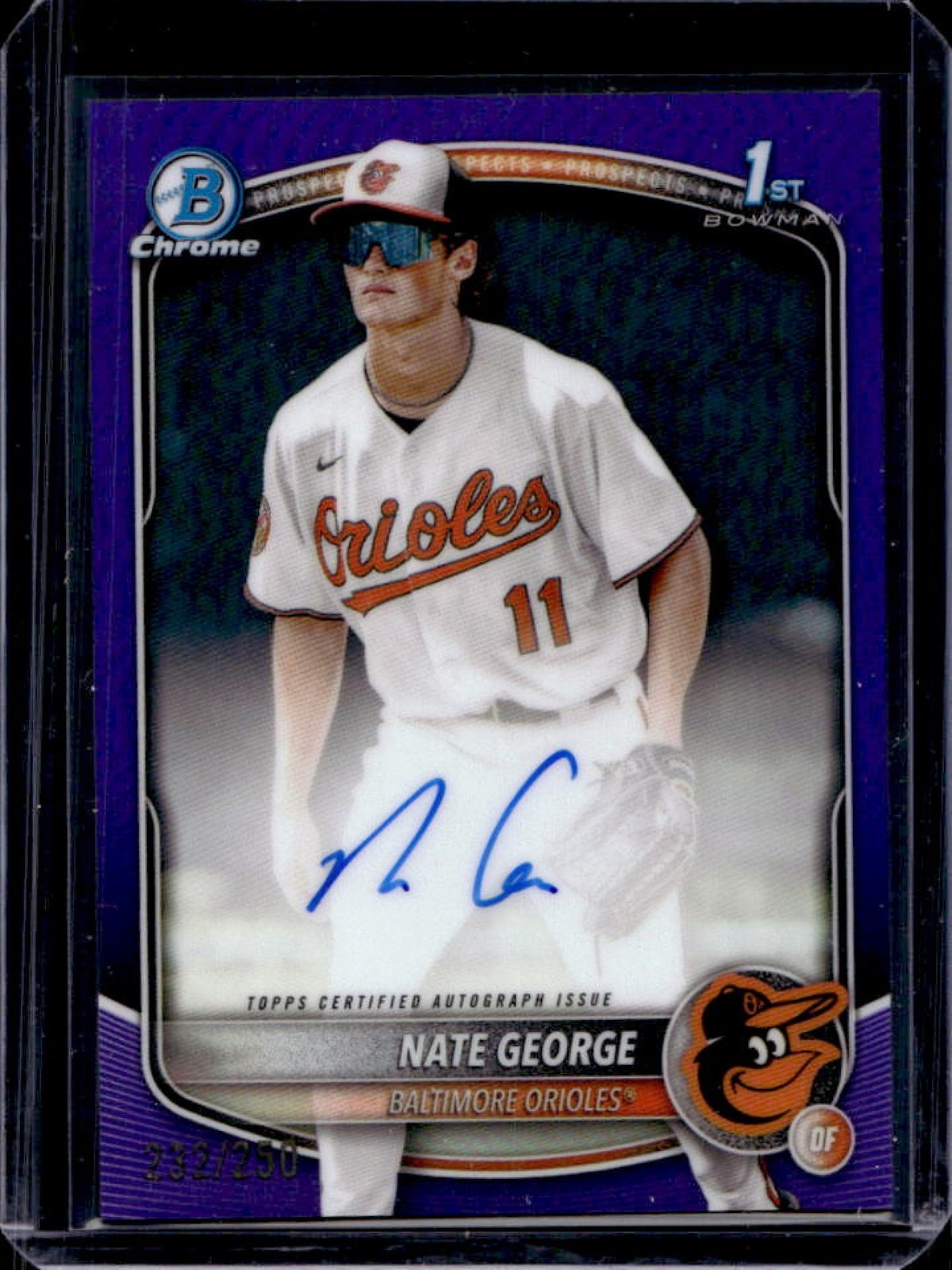 2025 Bowman Chrome Nate George Auto Purple Refractor 1st #/250 Orioles