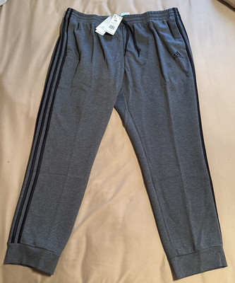 NWT Adidas Mens 2XL Gray / Black Stripes Drawstring Men Sweat Pants Cuffed Grey