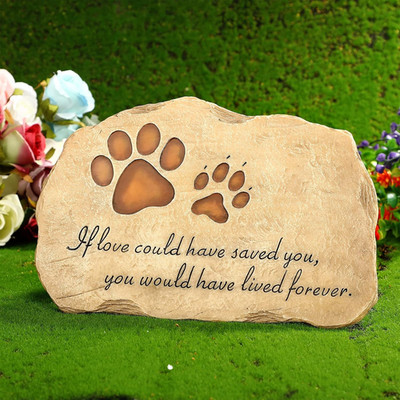 Dog Memorial Stone Dog Garden Memorial Stone Paw Prints Pet Headstone Resin  Mar