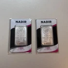 x2 NEW Nadir 1oz Ounce 0.999 Fine Silver Minted Bullion Bar Sealed Assay Card
