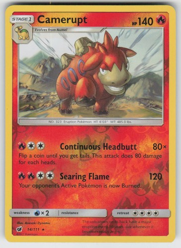 Camerupt 14/111 Rare Crimson Invasion Pokemon Reverse Holo Near Mint