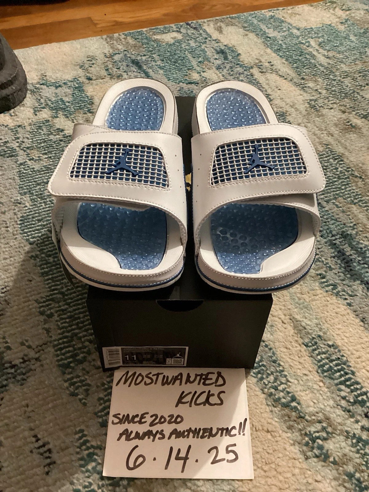 DS 2024 Nike Air Jordan Hydro Retro 4 blu militare e bianco uomo taglia 11