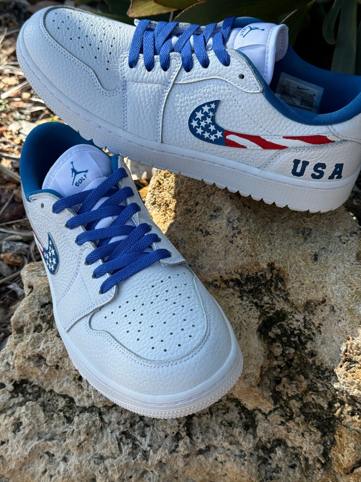Jordan 1 Golf Low Triple White Custom- Ryder Cup USA Themed Colorway image 7