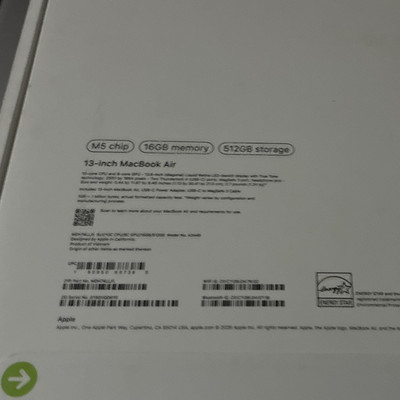 Apple MacBook Air 13in Silver Laptop Apple M5 16GB RAM 512GB SSD Casual