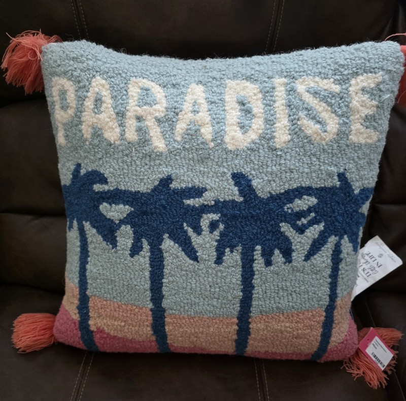 NWT Simply Southern 100% Wool Hooked Throw Pillow Home Decor
