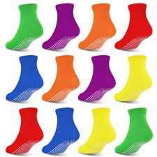 GRPSKCOS Toddler Non Slip Socks 12 Pairs Girls Grip 1-3T, 2 Rainbow