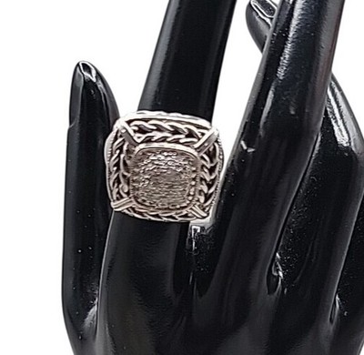 Gail Scott Damenring Sterlingsilber & 18 Karat Diamant Korbgeflecht 6,75 15,66 g