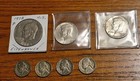 Silver Half Dollars War Nickels Eisenhower Dollar Mixed 7 Coin Lot Free Us Ship