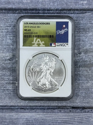 2015 Los Angeles Dodgers American Silver Eagle MS69 ULTRA RARE LABEL