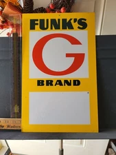 Original Vintage FUNK'S G Hybrid Seed Corn Embossed 10"x15" Metal Sign