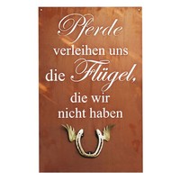 "Edelrost Schild Gedichttafel \"HufeisenflüGel\" Spruchschild Rost Deko Garten"