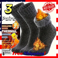 3 Pairs Mens Heavy Duty Thermal Boot Socks Winter Warm Heated Work Crew