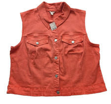 CATO Women's Denim Vest Top, Sleeveless, Coral Orange, Sz 18/20W NWT