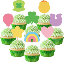 St. Patrick's Day Cupcake Toppers - 40 Pcs Shamrock Decorations for Celebrations