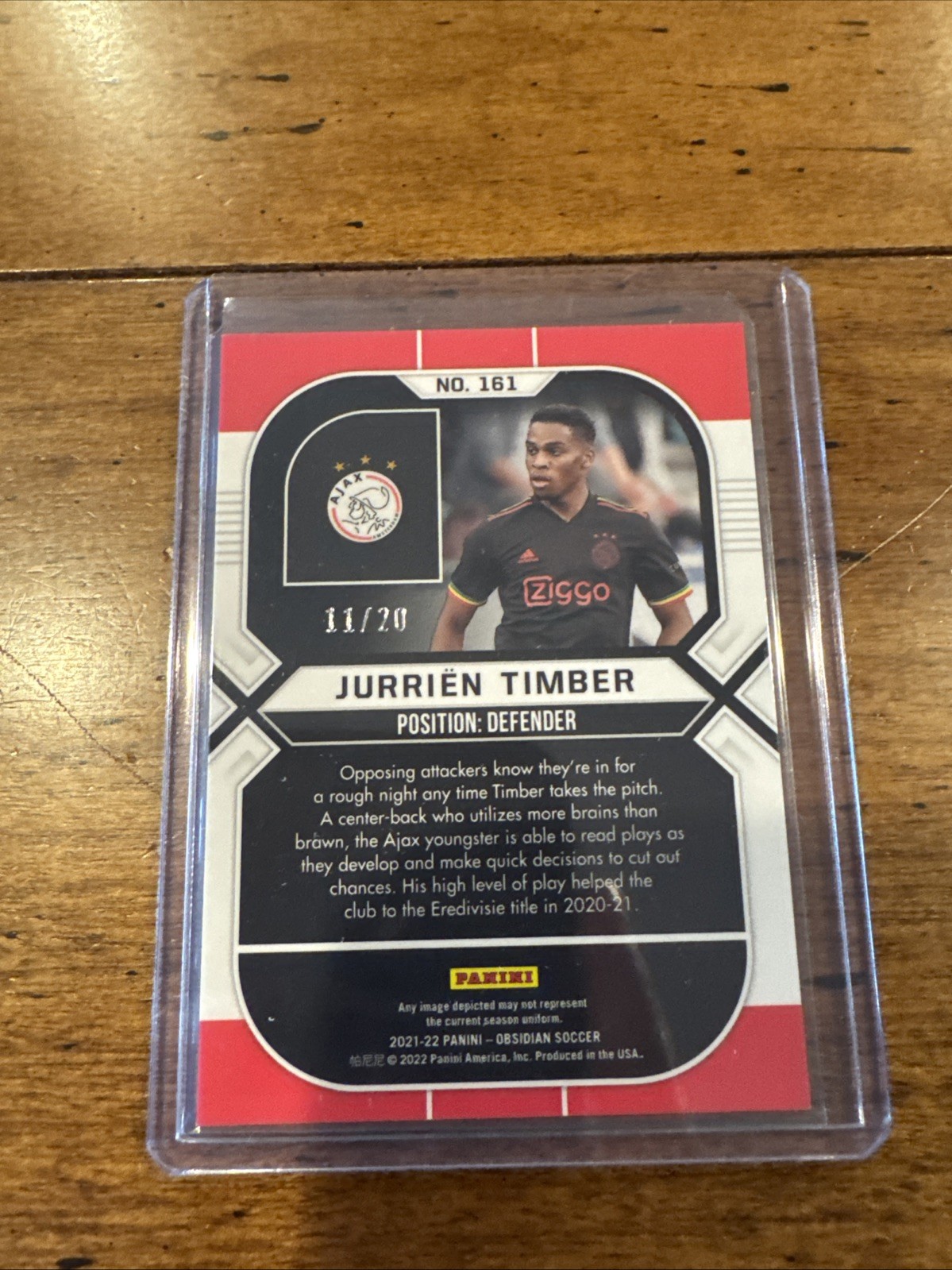 2021-22 Panini Obsidian Jurrien Timber Electric Etch Blue RC 11/20 view 3