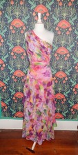 Xscape Pink Purple Colorful One Shoulder Ruffle Formal Gown Dress Nwt 6