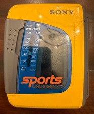 Sony Sports Walkman AM/FM Radio Cassette Player - WM-FS191 - Yellow - Working VG