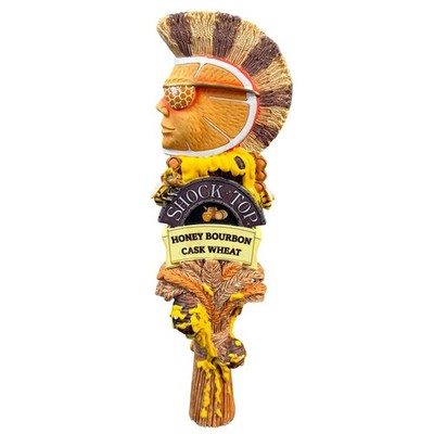 Shock Top Honey Bourbon Cask Wheat Beer Tap Handle Orange Mohawk Honeycomb Bees