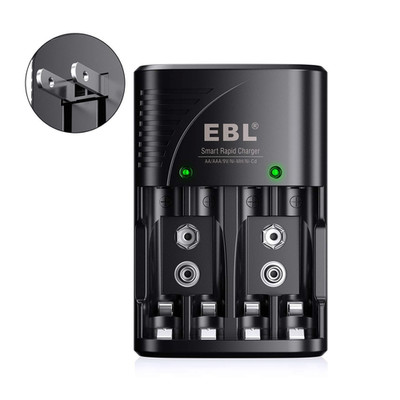 EBL Smart Rapid AA AAA Charger for AA AAA 9V Rechargeable Batteries Ni-Mh Ni-Cd