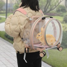 Transparent  Fully Breathable Dog/Cat Carrier with Rolling Wheels for Traveling