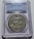 1875-S TRADE $1 Dollar Silver Coin ~ PCGS High Grade BUnc Dets ~Double Chopmarks