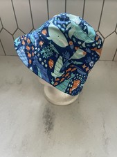 Boys UV Skinz Bucket Hat Youth Beach Hat Orange Blue Sharks Reversible