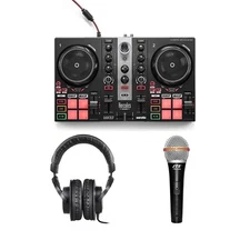 Hercules Inpulse 200 MK2 DJ Controller+Icon Pro HP200 Headphones+JTS TM-929 Mic
