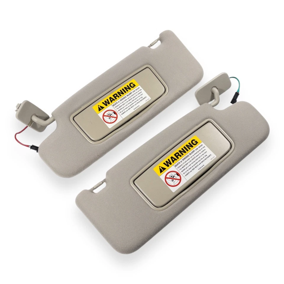 Volvo S80 2005 conjunto de pares de parasoles laterales para conductor y pasajero beige iluminado Foto 3 de 4