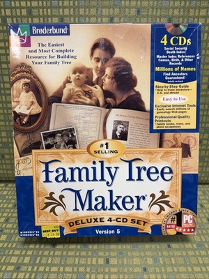 Family Tree Maker Version 4 - CD Gift Set PC WIN 95/98 Broderbund NEW - Sealed
