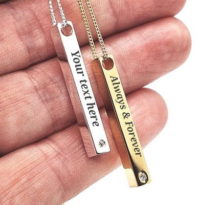 Personalisierter 925 Sterling Silber Stab Anhänger Halskette Schmuck individuelle Gravur