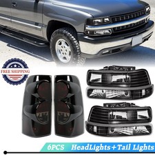 Headlights W Bumper Light Tail Lights Black For 1999-2002 Silverado 15002500 Headlights W Bumper Light Tail Lights Black For 1999-2002 Silverado 15002500