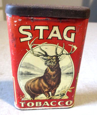 VINTAGE STAG TOBACCO-PIPE TIN- EMPTY- ANTIQUE 4.5