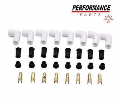 8-Pack High Performance 90-Degree Ceramic Spark Plug Boot Kit   Fits 8mm Wires