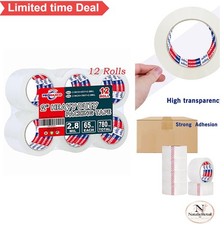 Heavy Duty Packing Tape 12 Rolls Clear 2.8 Mil 65 Yards Shipping Packaging