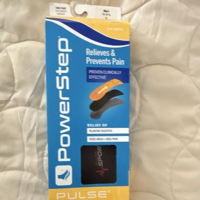 PowerStep Pulse 3/4 Length Insoles, One Pair, Anti-Microbial, Men's 11-11.5