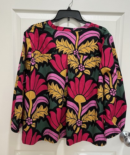 Top de popelina de algodón con cuello en V abierto J CREW en Ratti grandi fiori talla 2X - Imagen 2 de 7
