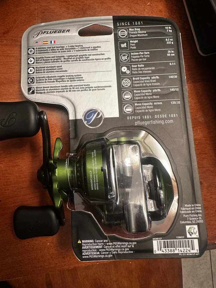 Катушка для литья под правую руку Pflueger Monarch MON61LP передаточное число 6,1:1 - Изображение 2 из 2