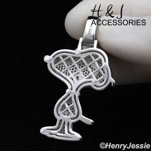 MEN 925 STERLING SILVER FULL ICY BLING CZ 3D HIPHOP SNOOPY DOG PENDANT*ASP520 - Picture 4 of 5