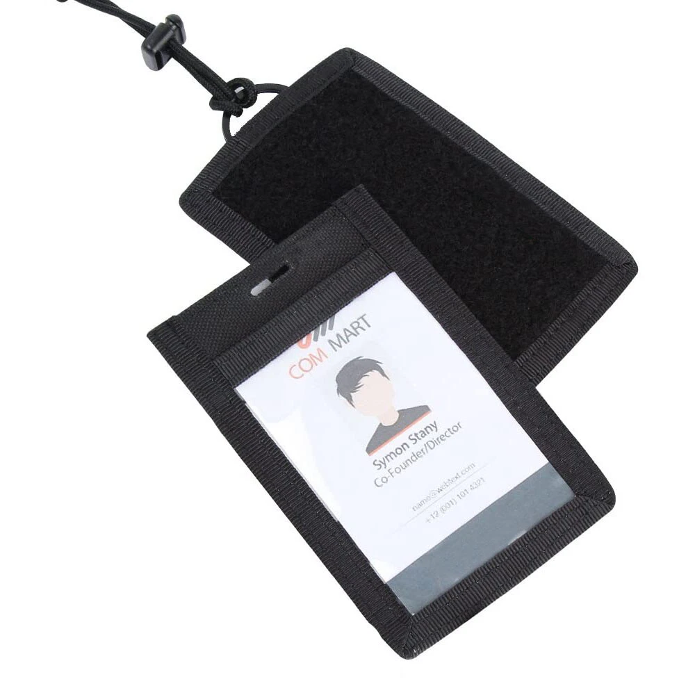 2PC Tactical ID Card Holders Hook&Loop Patch Badge Organizers - Neck Lanyard HOT