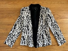 Mango MNG Collection Womens sz M white black speck blazer jacket