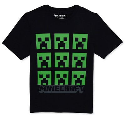 Mojang Minecraft Boy's Creeper Faces Graphic Print T-Shirt NWT